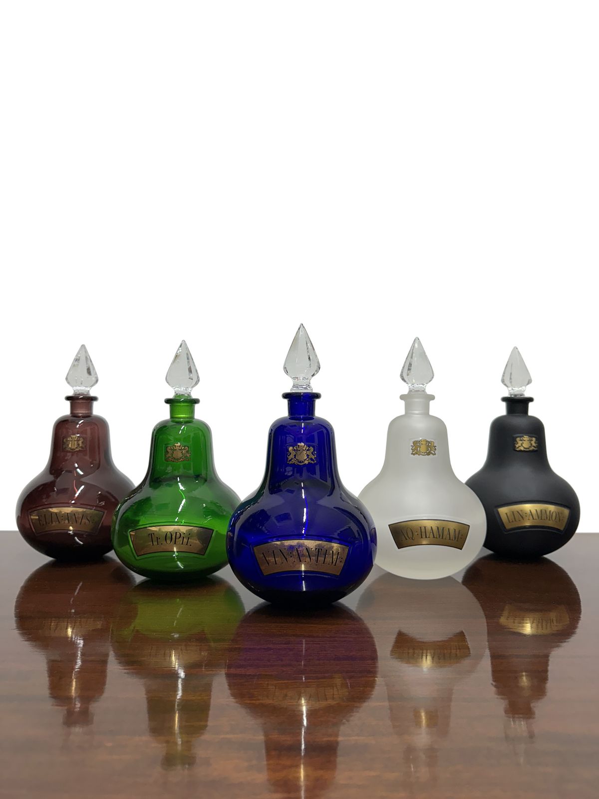 Set Run Vintage Apothecary Royal Pharmaceutical Society Collectors Medical Pharmacy Chemist Shop Display Bottles