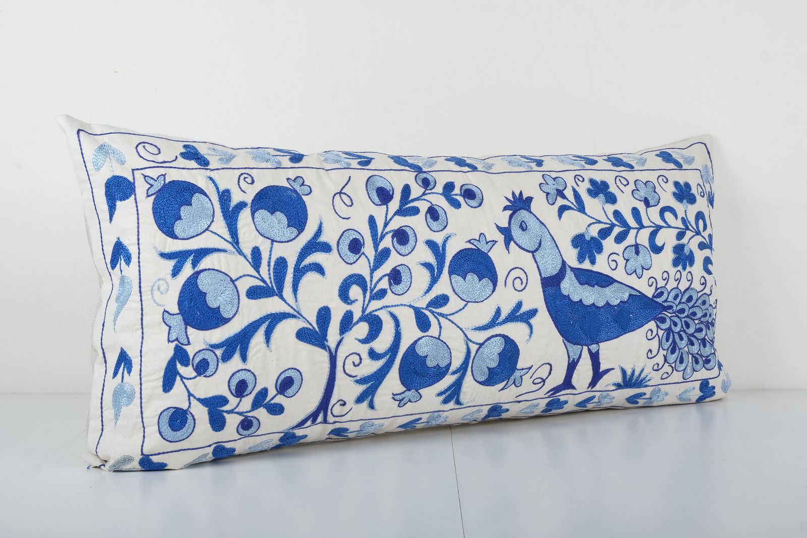Tashkent Suzani Fish Pillow Sham: Handcrafted Bedding Accent From Uzbekistan   Tribal Lumbar Pillow photo furniture