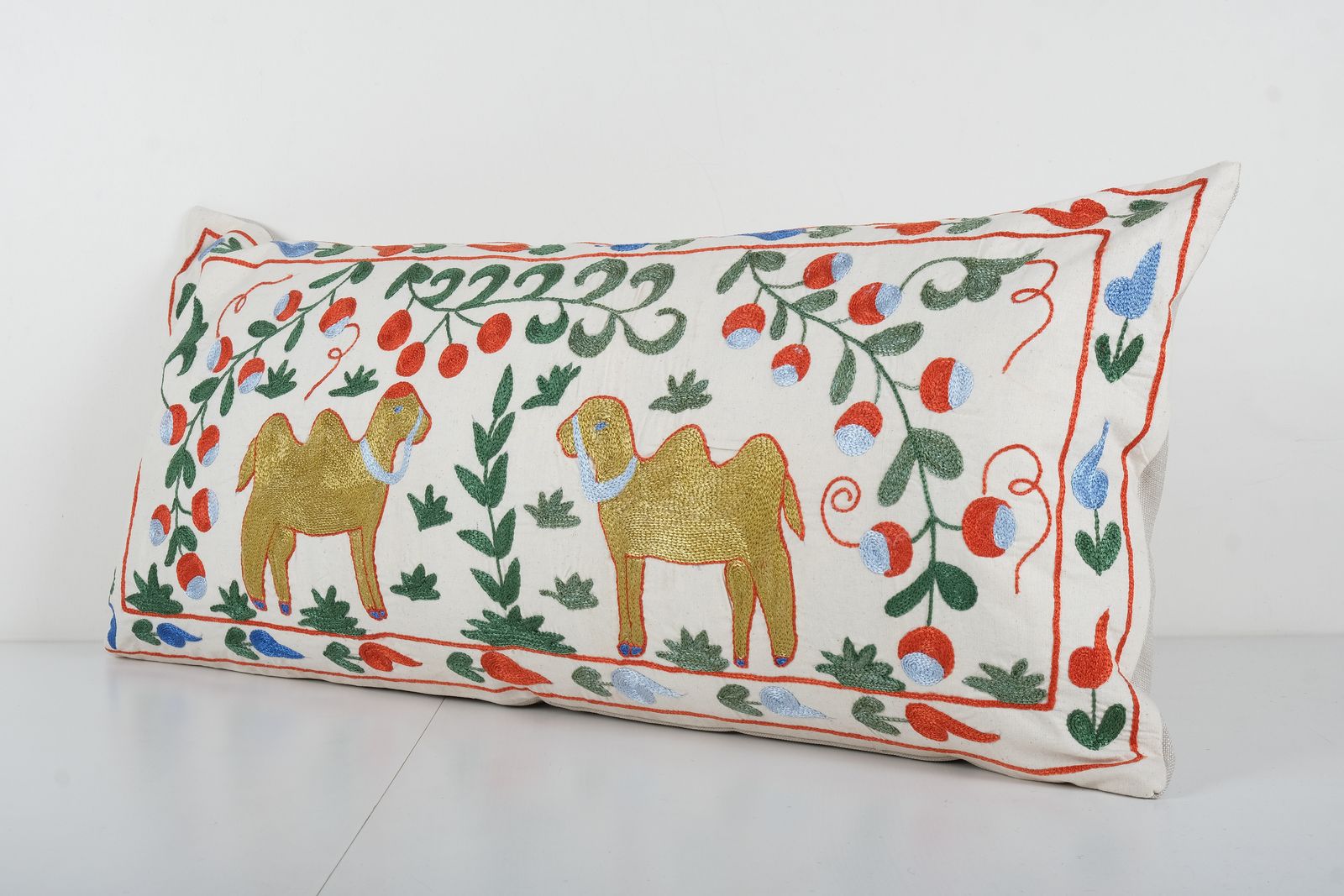 Tashkent Suzani Animal Bedding Pillow Case Made From A 19th Century Suzani   Lumbar Camel Cushion Cover photo Textiles