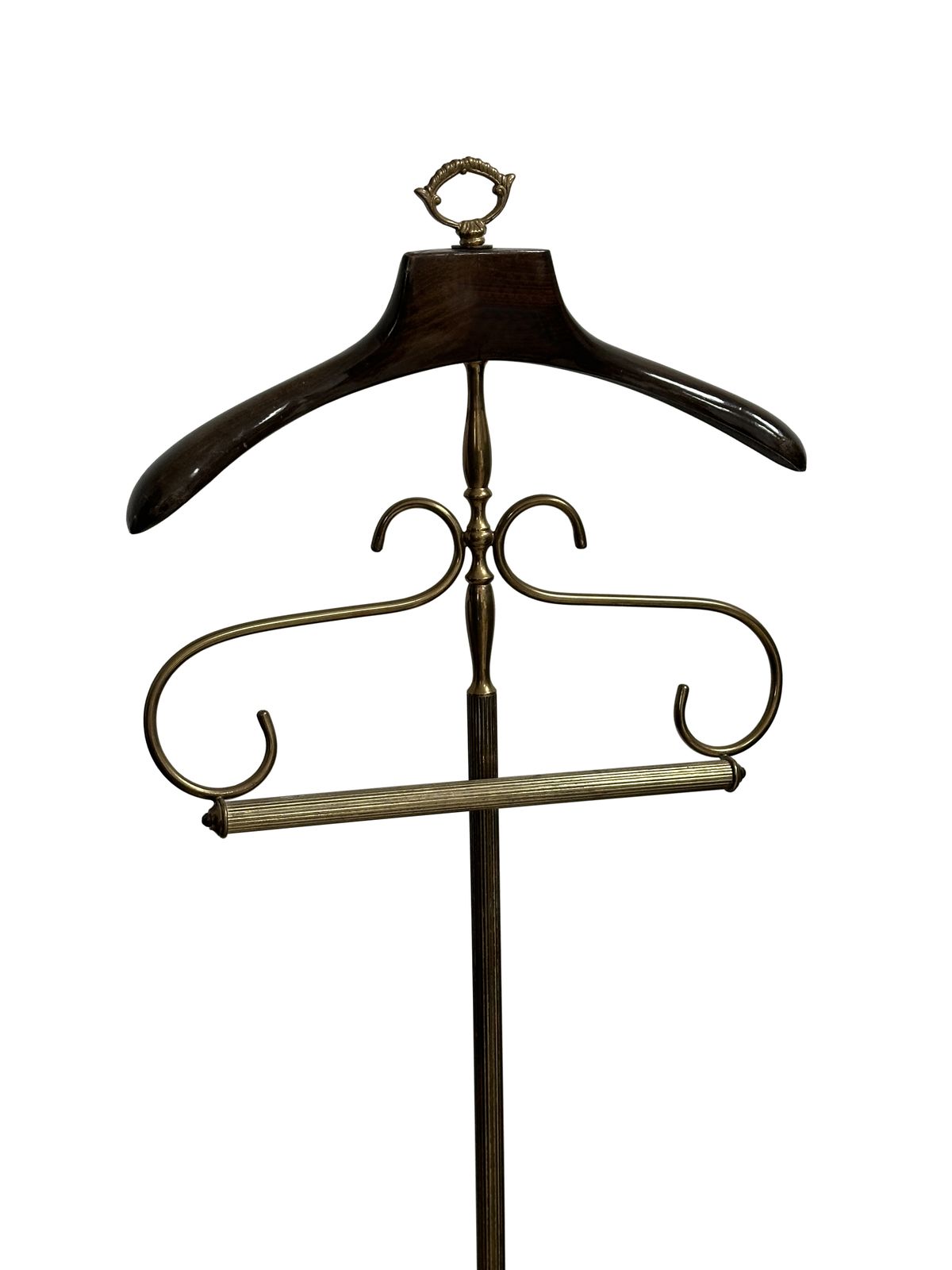 Antique Italian European Brass Mahogany Clothes Valet Shop Display Stand Rack Dressboy photo for sale