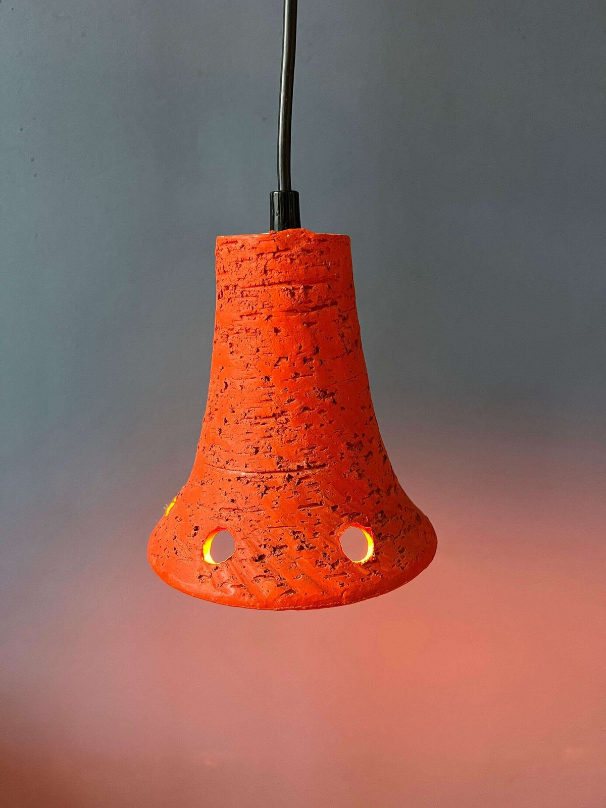 2 Orange Retro Ceramic Pendant Lamps photo 145.0