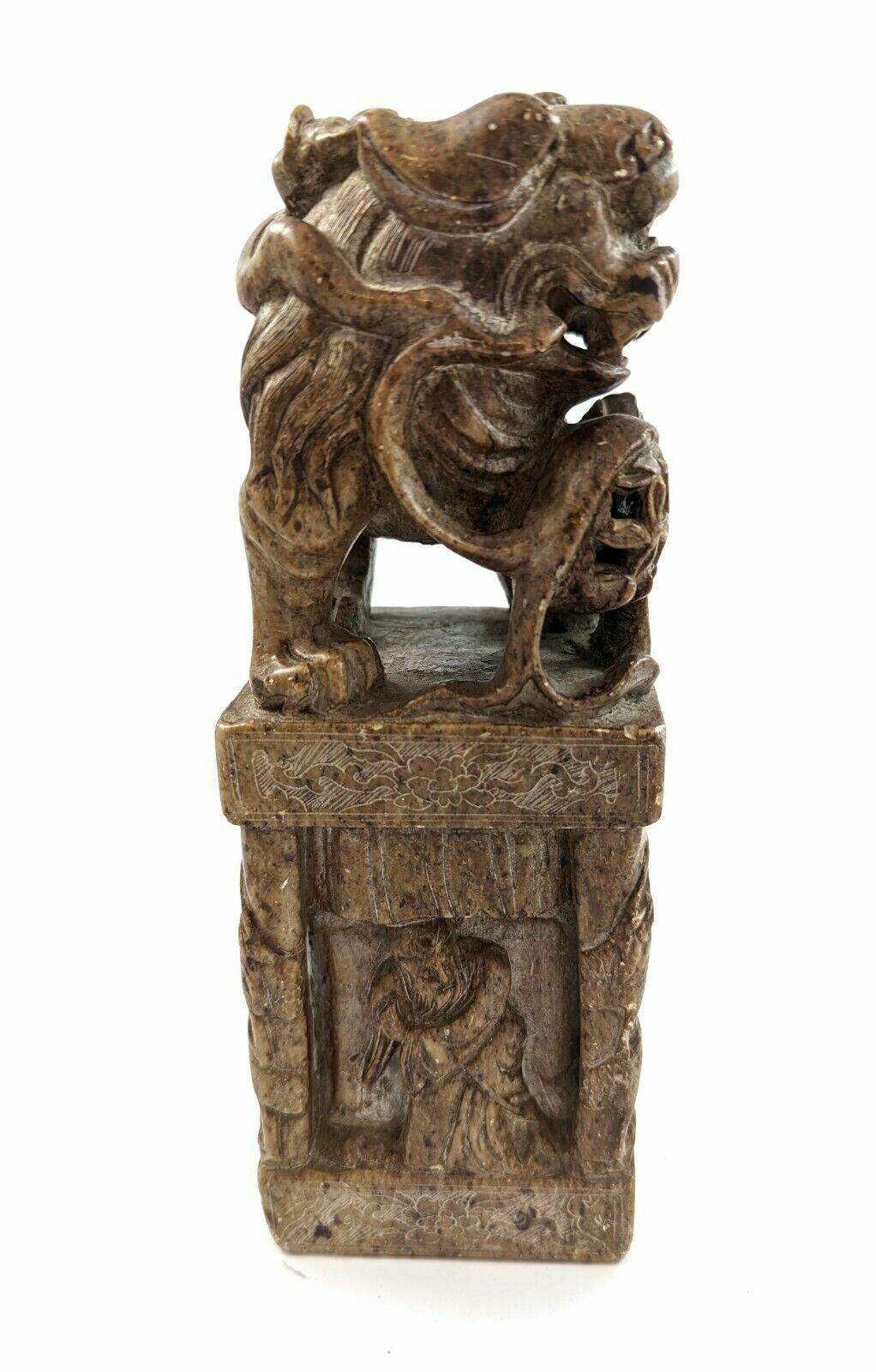400.0 Antique Pair Of Chinese Carved Stone Seals "Foo Dog" 19th Century photo