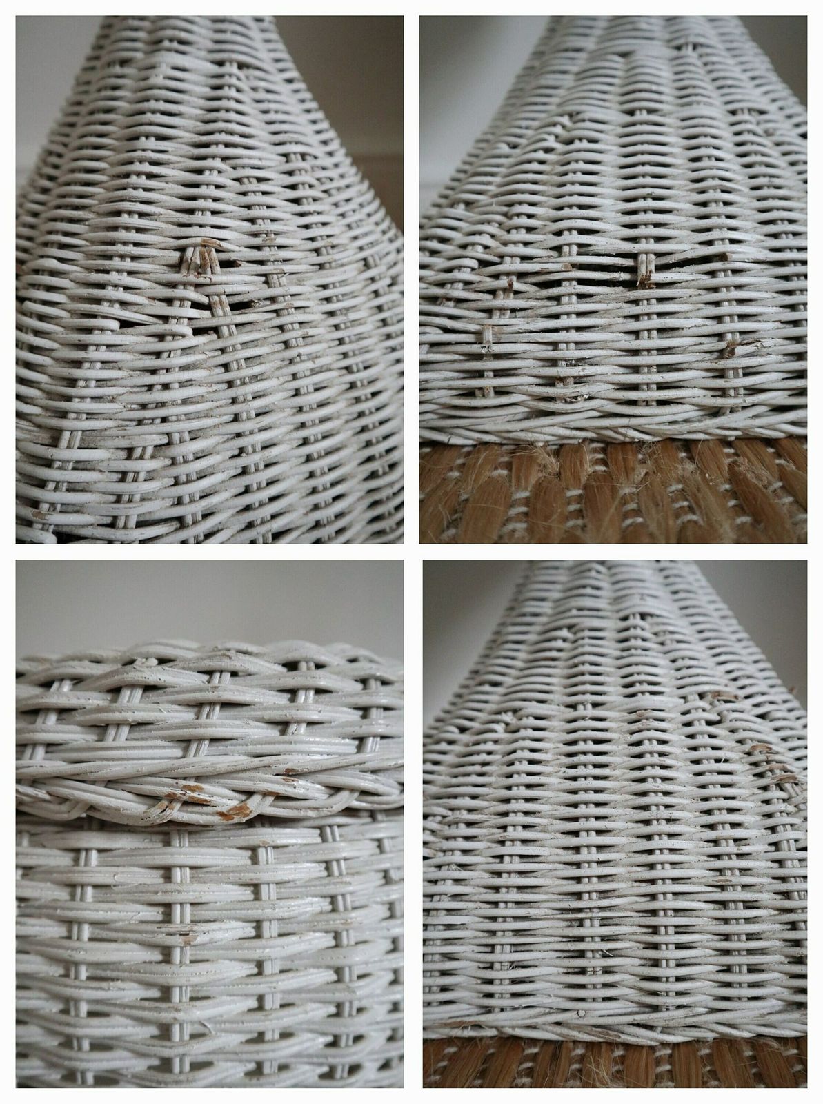 photo for sale White Wicker Pedestal Plant Stand