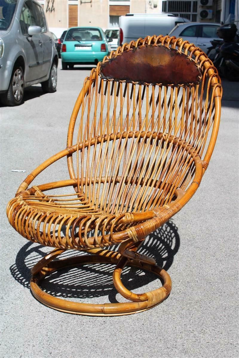 Bonacina Chair Tito Agnoli 1950 Bamboo Italian Design Mid Century 1950 photo vintage