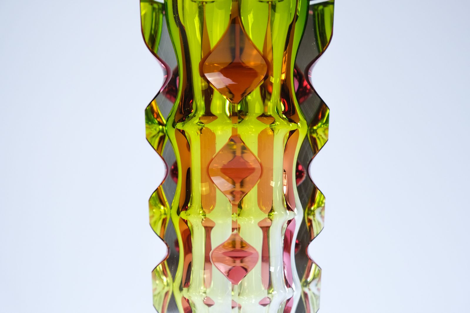 Oldrich Lipsky Cased & Cut Glass Vase For Novy Bor Exbor, Czechoslovakia C.1964 photo 650.0