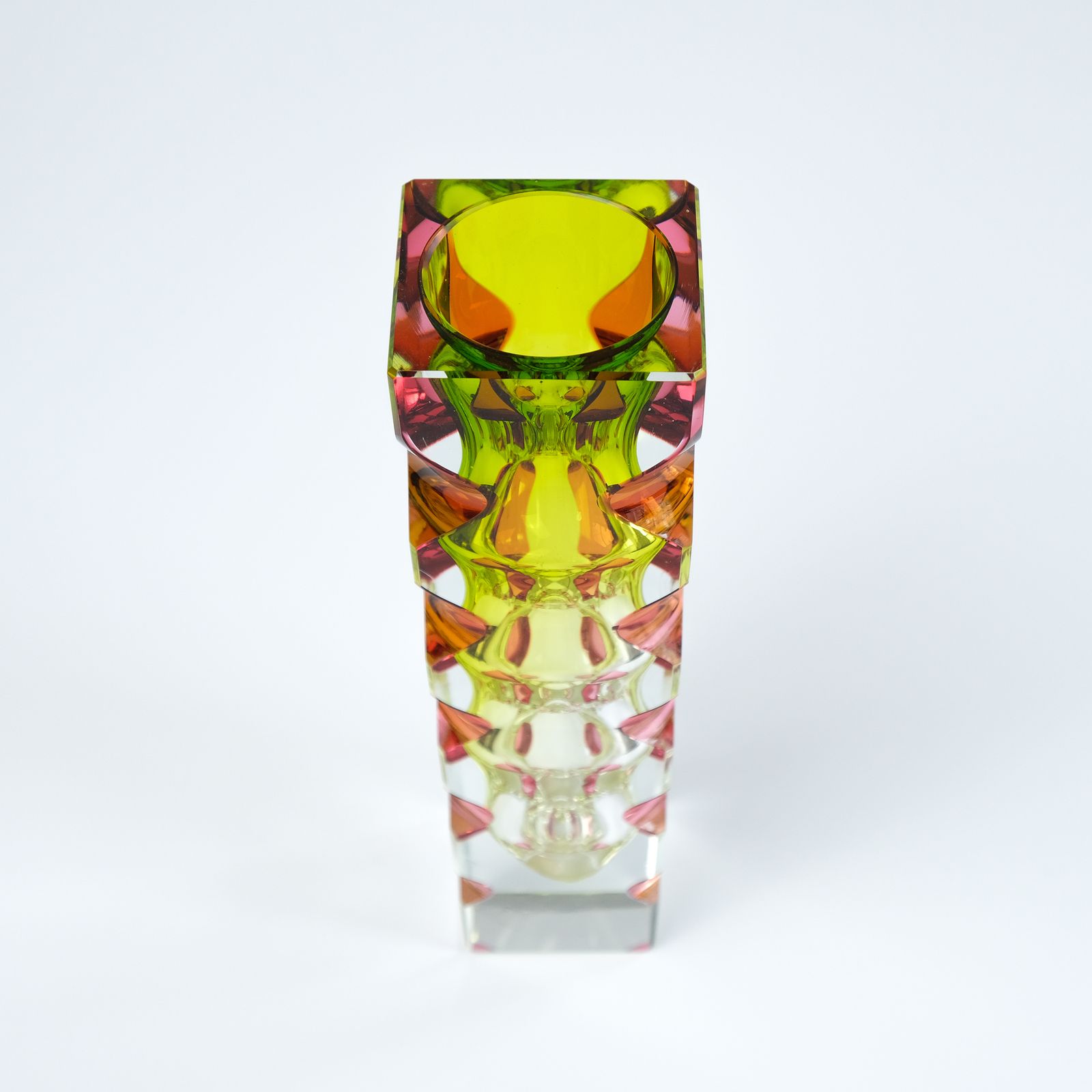 650.0 Oldrich Lipsky Cased & Cut Glass Vase For Novy Bor Exbor, Czechoslovakia C.1964 photo