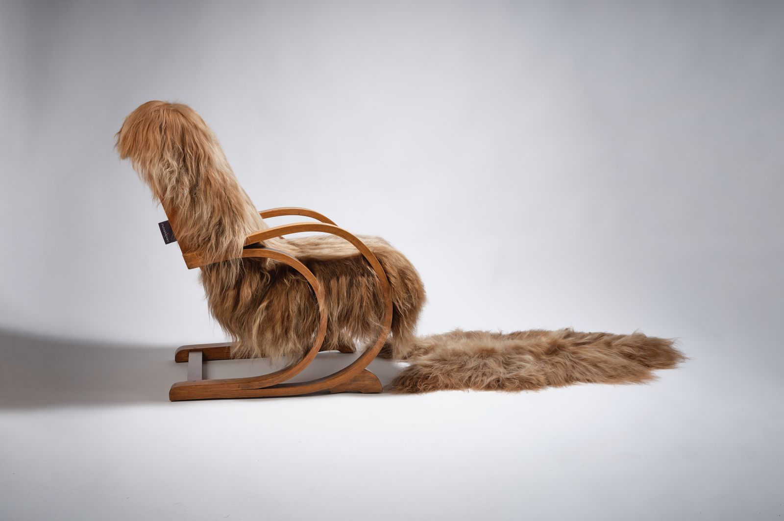 Unique & Rare Modernist Deco ‘Famulus’ By J P Hully Bentwood Sprung Seated Armchair Wrapped In Icelandic Sheepskin & Cognac Leather. Circa 1930s photo for sale