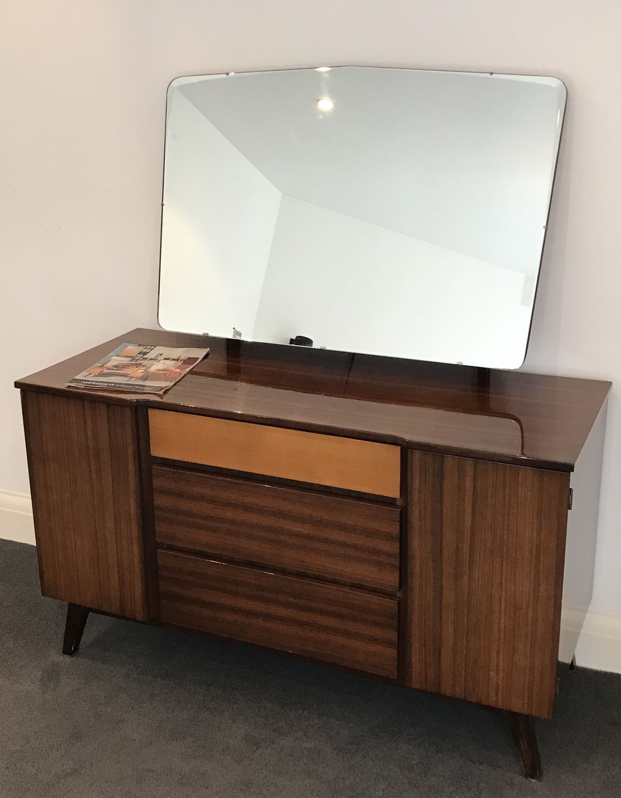 Mid Century Set Of Meredew Bedroom Furniture From 1960’s.  Chest Of Drawers And Dressing Table photo vintage