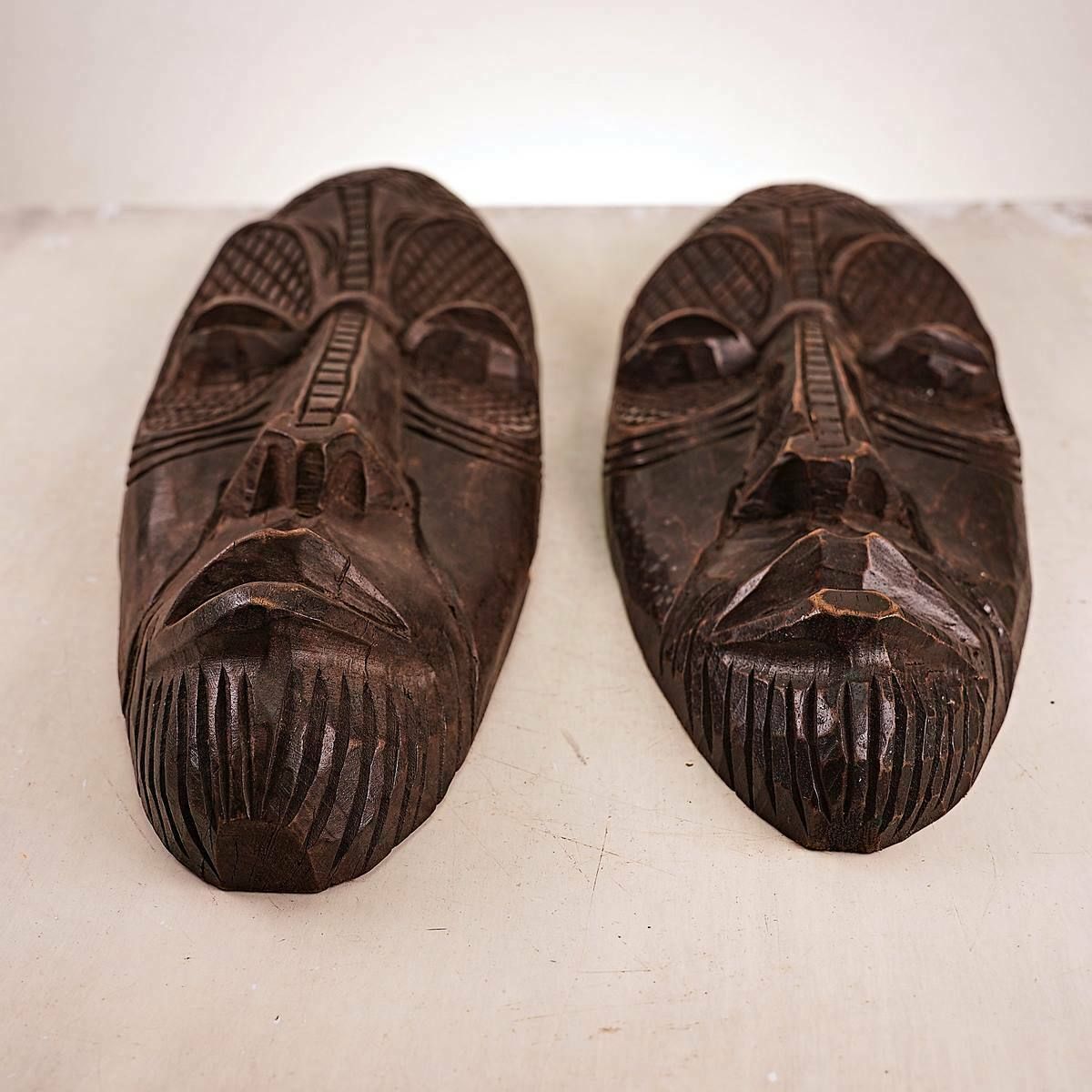 Pair Of Carved Wooden Ethnic Masks photo 84.0