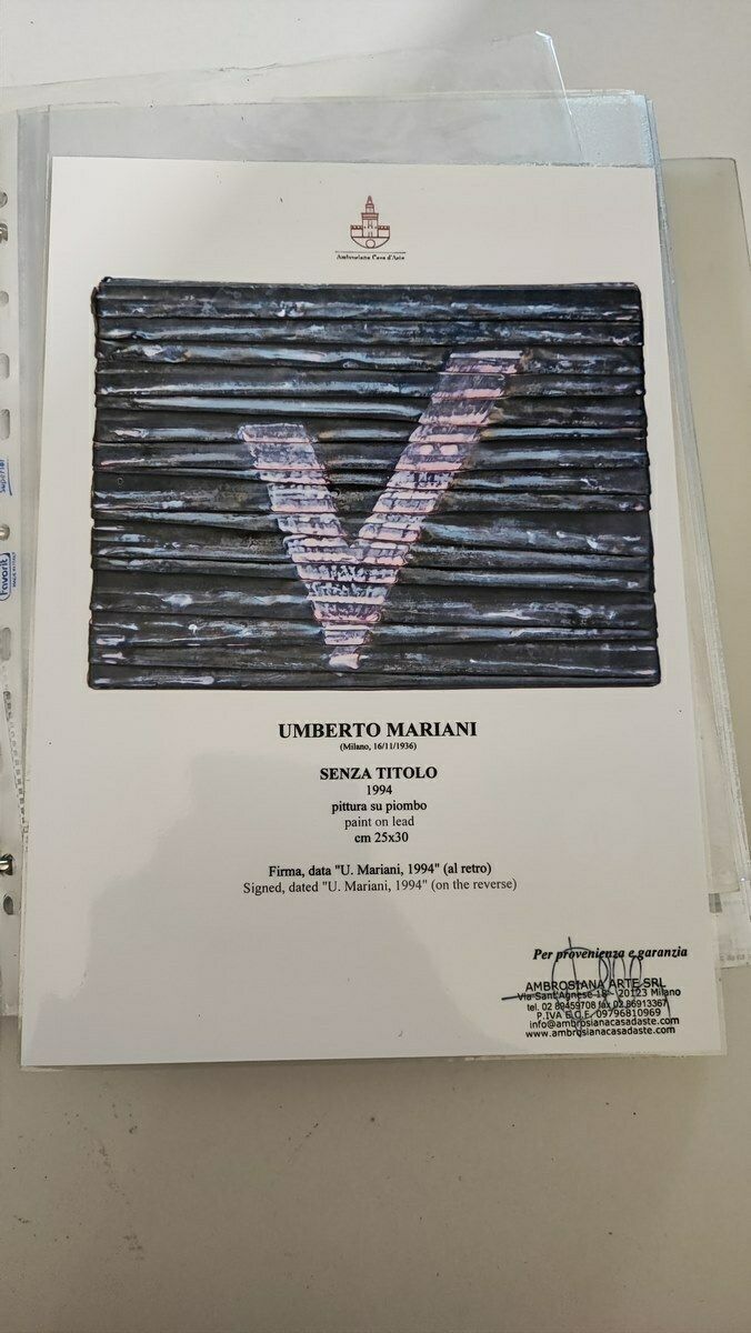photo vinterior Work By Umberto Mariani, Painting On Metal Plate, 1994