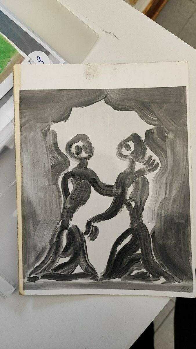 photo vinterior Work By Virgilio Guidi, Oil On Canvas From 1969, Meeting