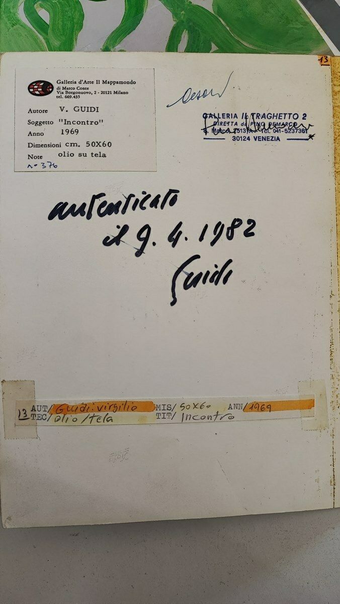 photo buy Work By Virgilio Guidi, Oil On Canvas From 1969, Meeting