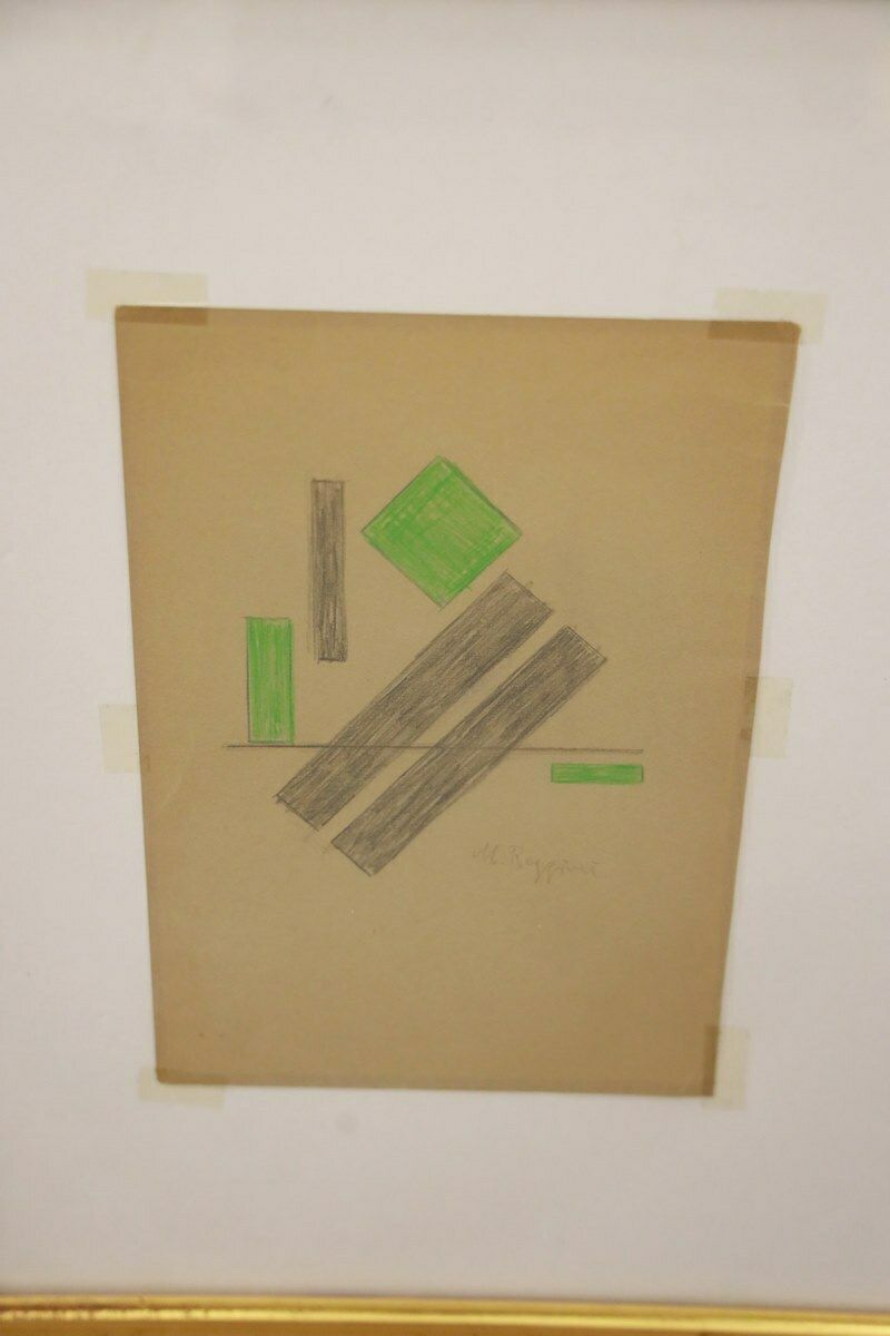 Work By Marco Reggiani, Mixed Media On Cardboard, 1970s photo vintage