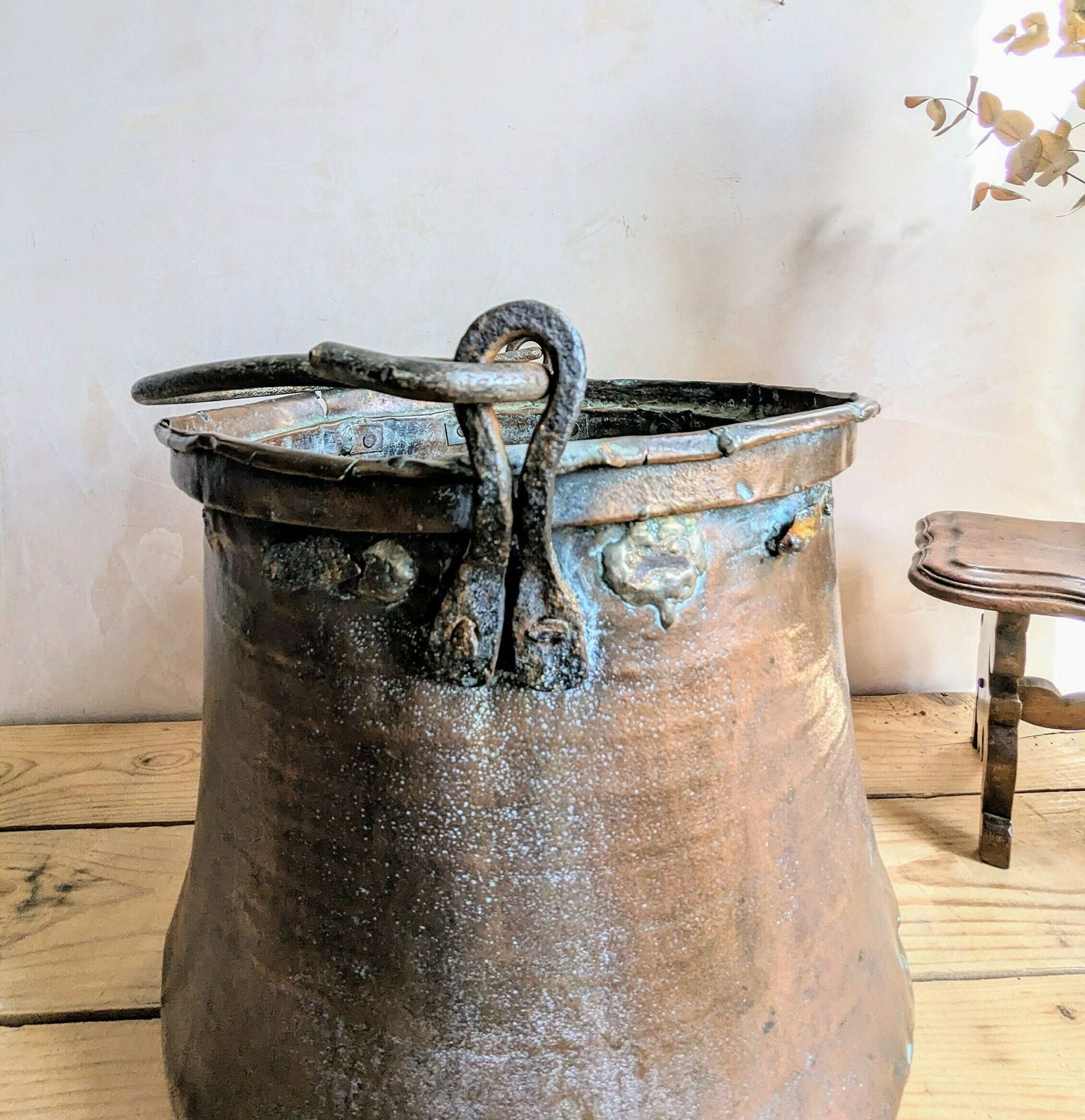 An Antique French Copper Milk Bucket Or Dairy Pail. photo for sale