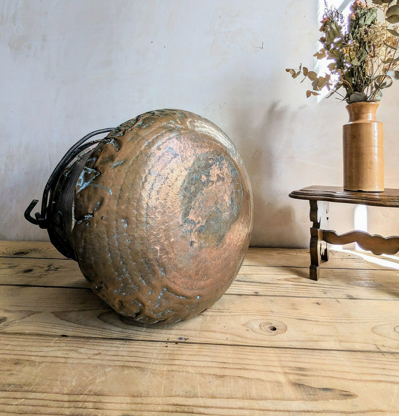 photo furniture An Antique French Copper Milk Bucket Or Dairy Pail.