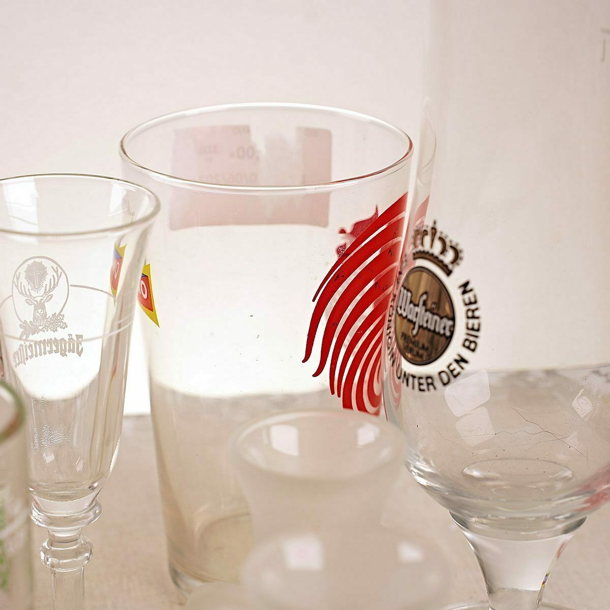 Lot Of 9 Vintage Advertising Beer And Liqueur Glasses photo for sale