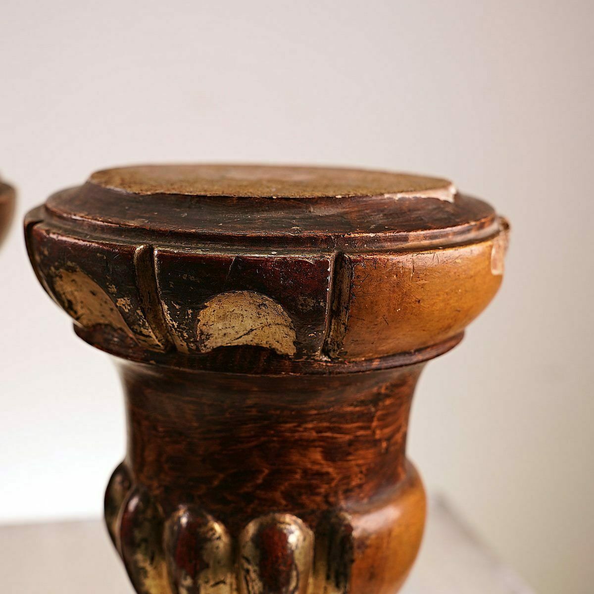 Pair Of Antique Wooden Candle Holders photo furniture