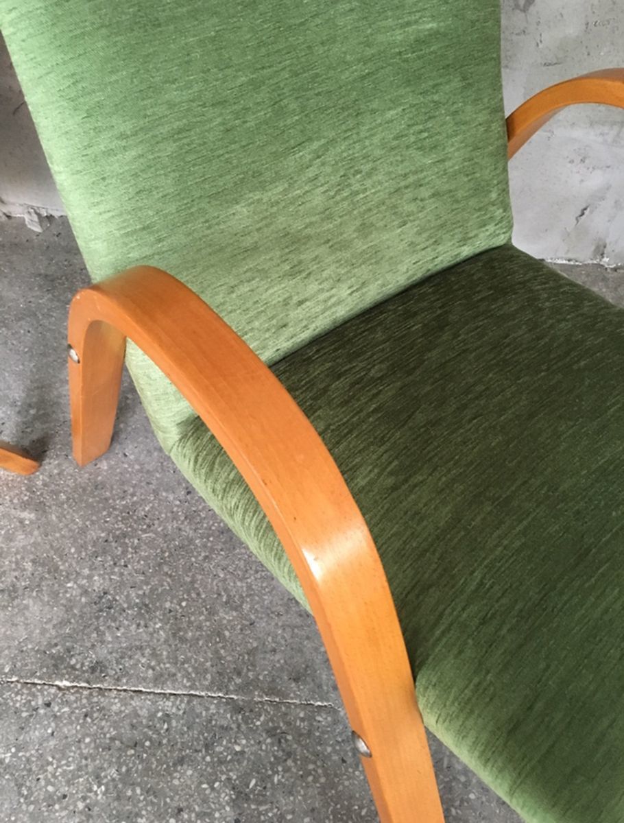 Mid Century French Bentwood Lounge Chairs By Hugues Steiner, Set Of 2 photo vintage