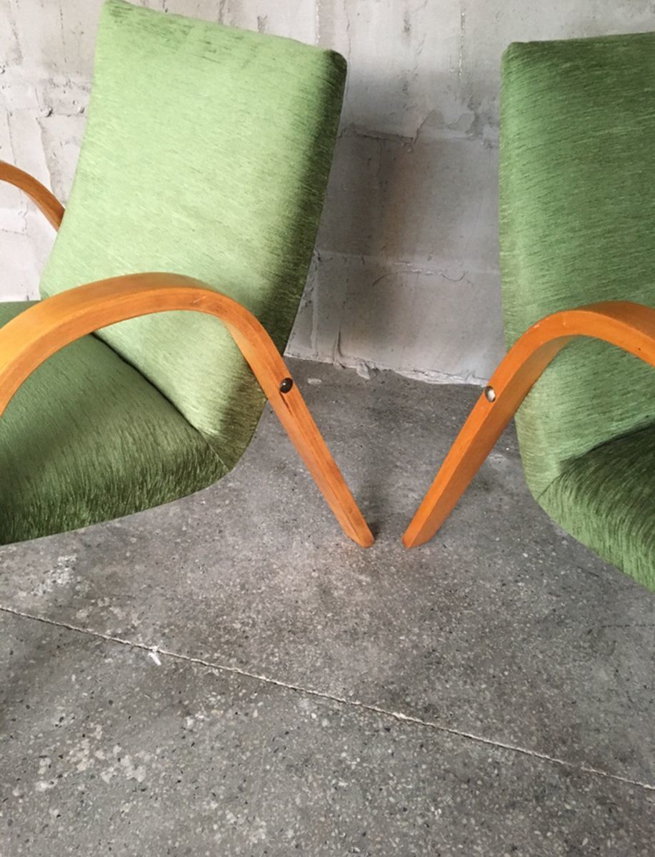 photo furniture Mid Century French Bentwood Lounge Chairs By Hugues Steiner, Set Of 2
