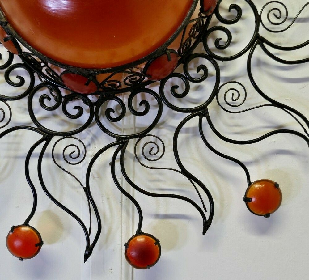 Large 1960s Moroccan Wrought Iron Sun Lamp Shade photo vinterior