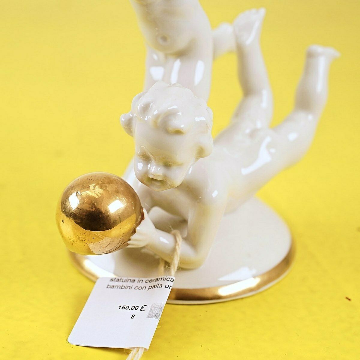 Capodimonte Children's Ceramic Figurine With Gold Ball photo Home Decor