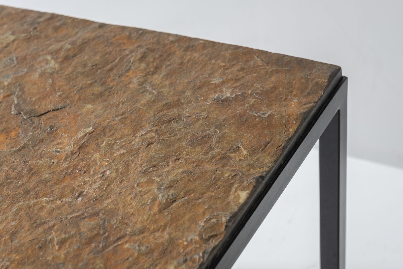 photo for sale Set Of 2 Identical Square Slate Stone Coffee Table From The 1950’s.
