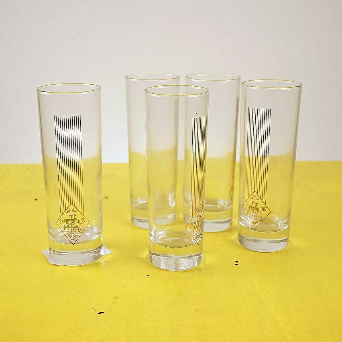 Set Of 5 Vintage Glasses, The Invergordon Single Grain Highland Scotch Whisky