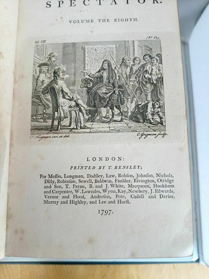 8 Leather Bound Volumes Of The Spectator  1797 photo buy