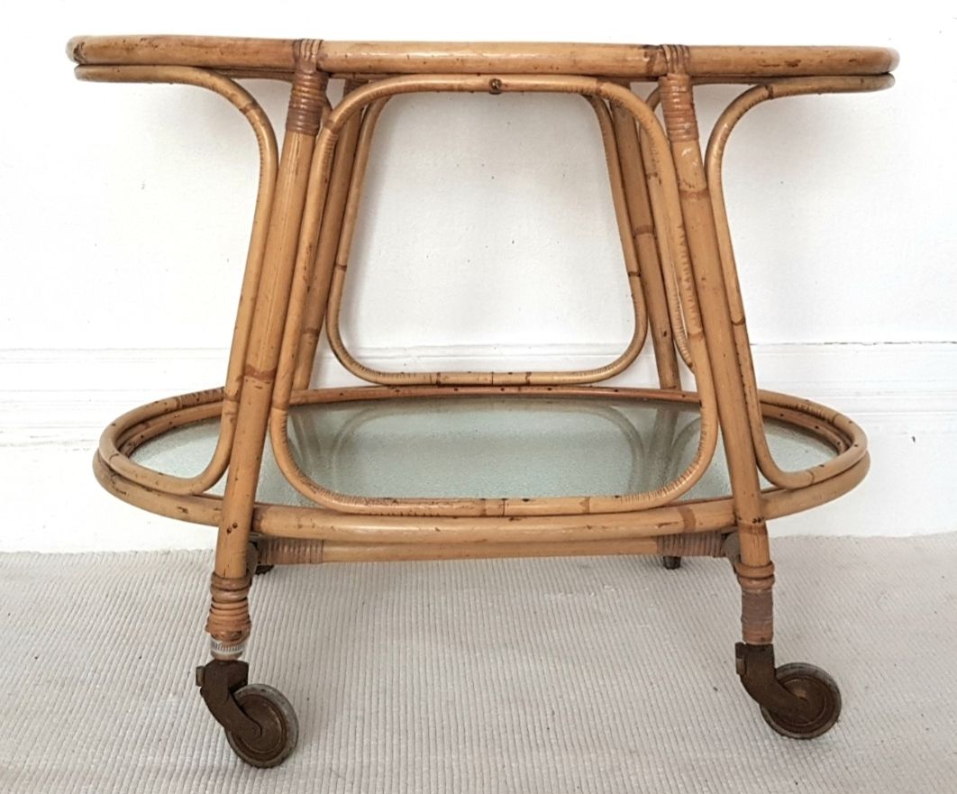 Mid Century Angraves Bamboo Drinks Trolley, Plant Display, Bar Cart. photo buy