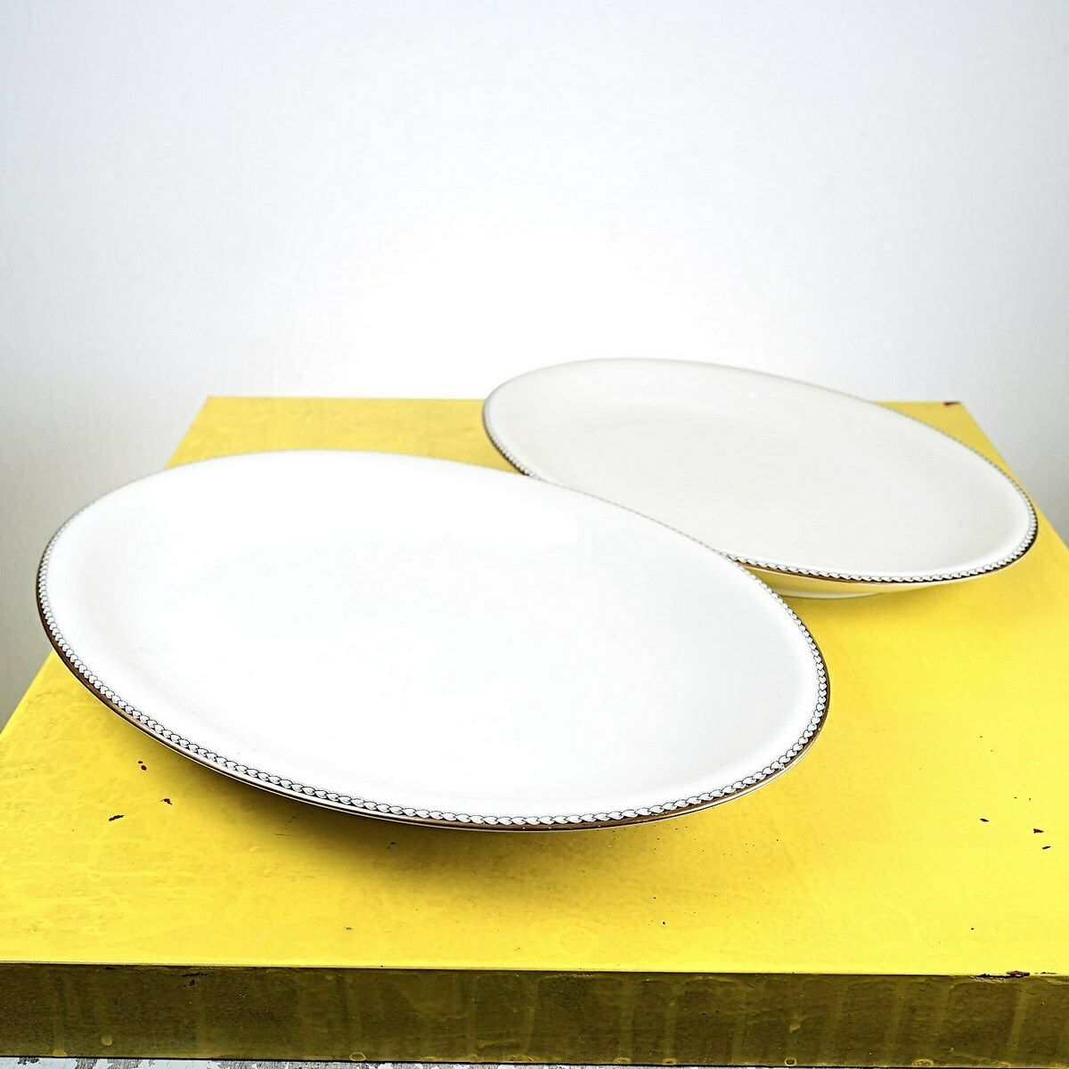 Pair Of Heinrich Ivory Body Supreme Bavaria Germany Oval Serving Plates