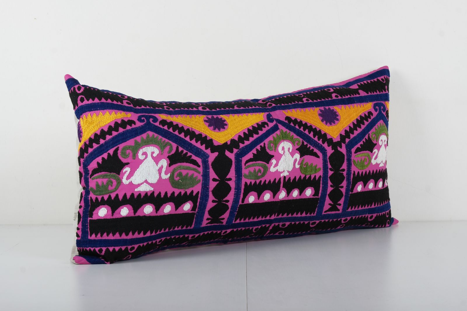 Vintage Suzani Pillow Fashioned From A Mid 20th Century Samarkand Suzani, Purple Bukhara Bedding Cushion Cover photo furniture