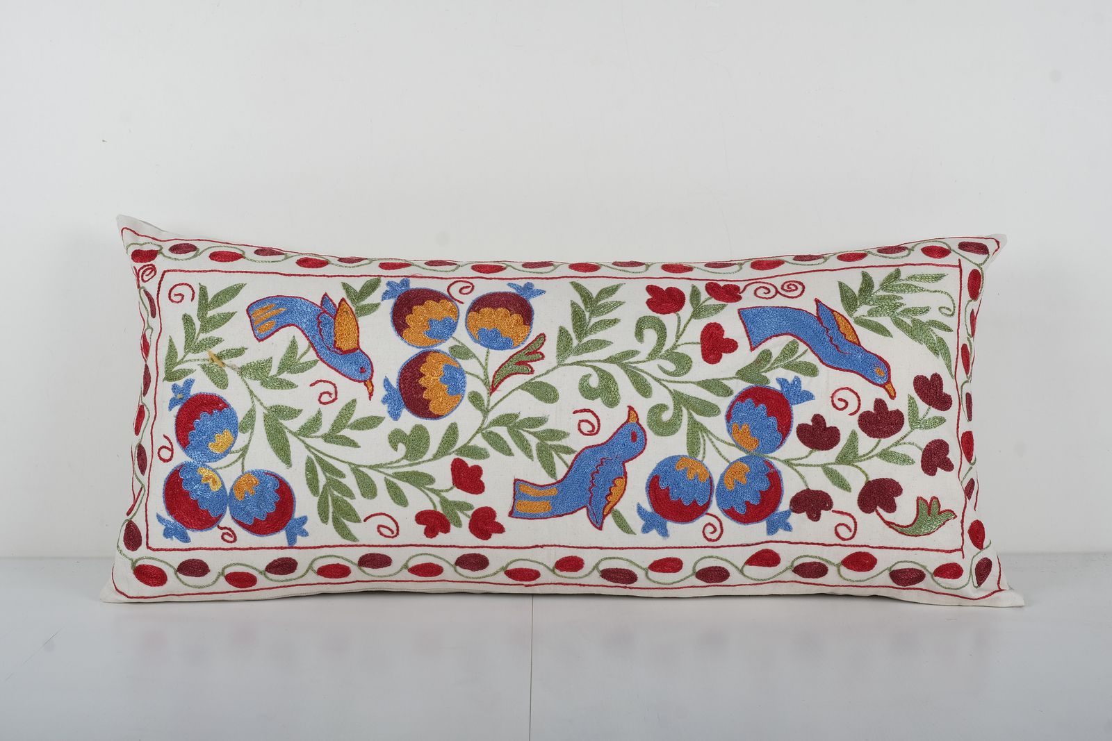 Vintage Oversize Suzani Pillow Cover, Animal Garden Uzbek Decorative Pillow, Tree Of Life Pattern Pillow Case