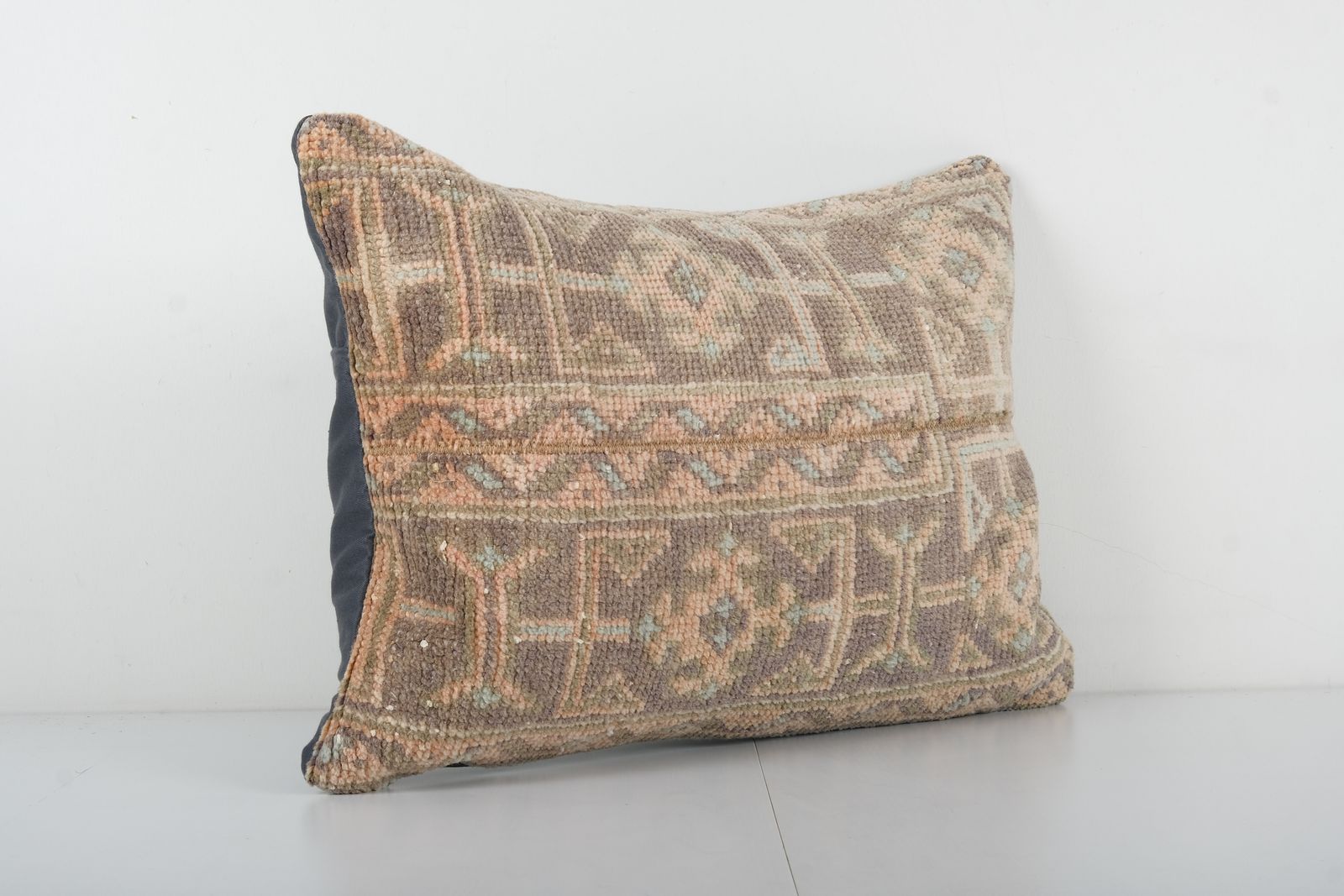 Muted Tan Carpet , Faded Ethnic Turkish Yastik Pillow, Oushak Pillow Cover photo furniture