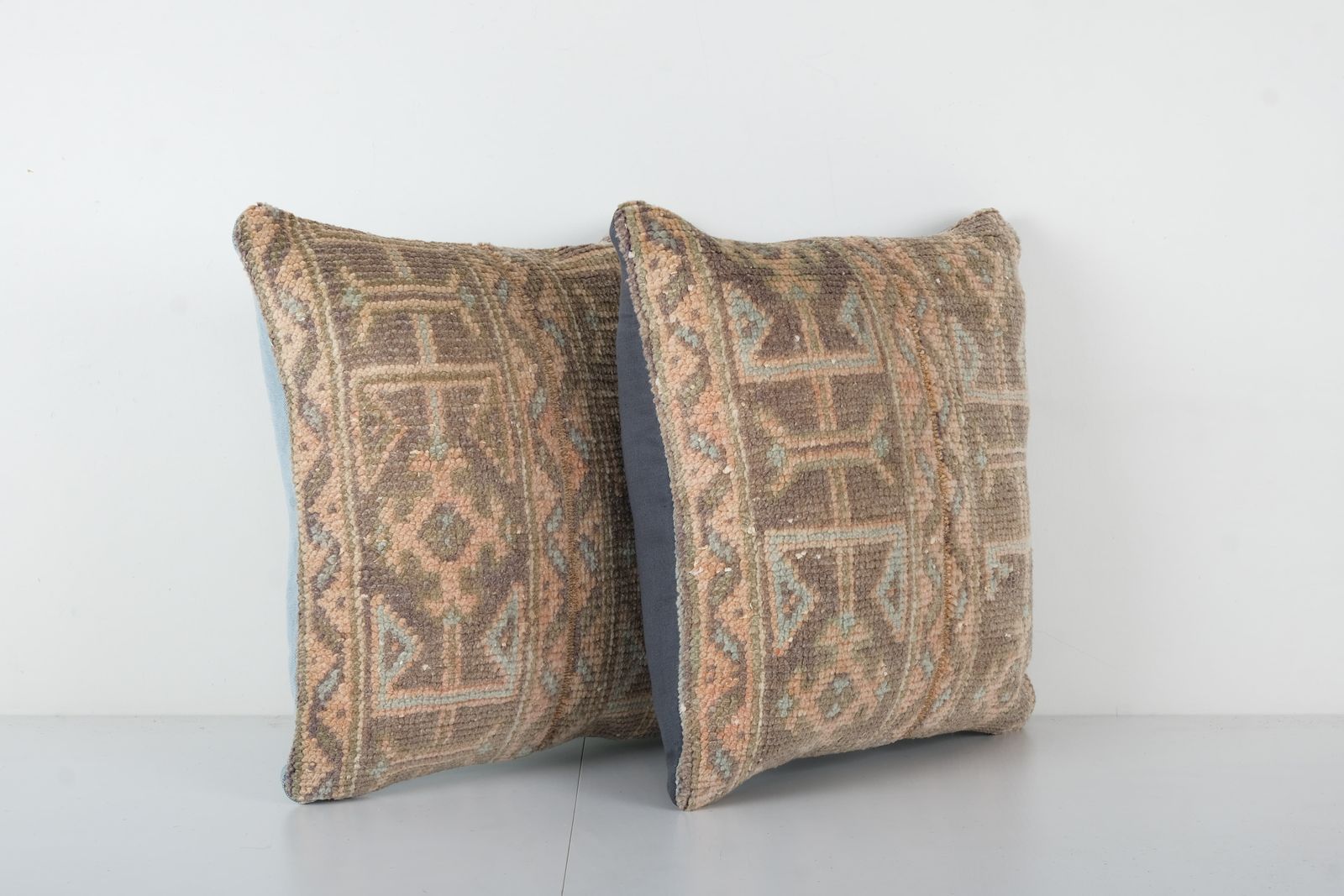 Pair Turkish Pastel Carpet Rug Pillow Cover, Set Of Two Tan And Brown Large Pillow Cover photo furniture