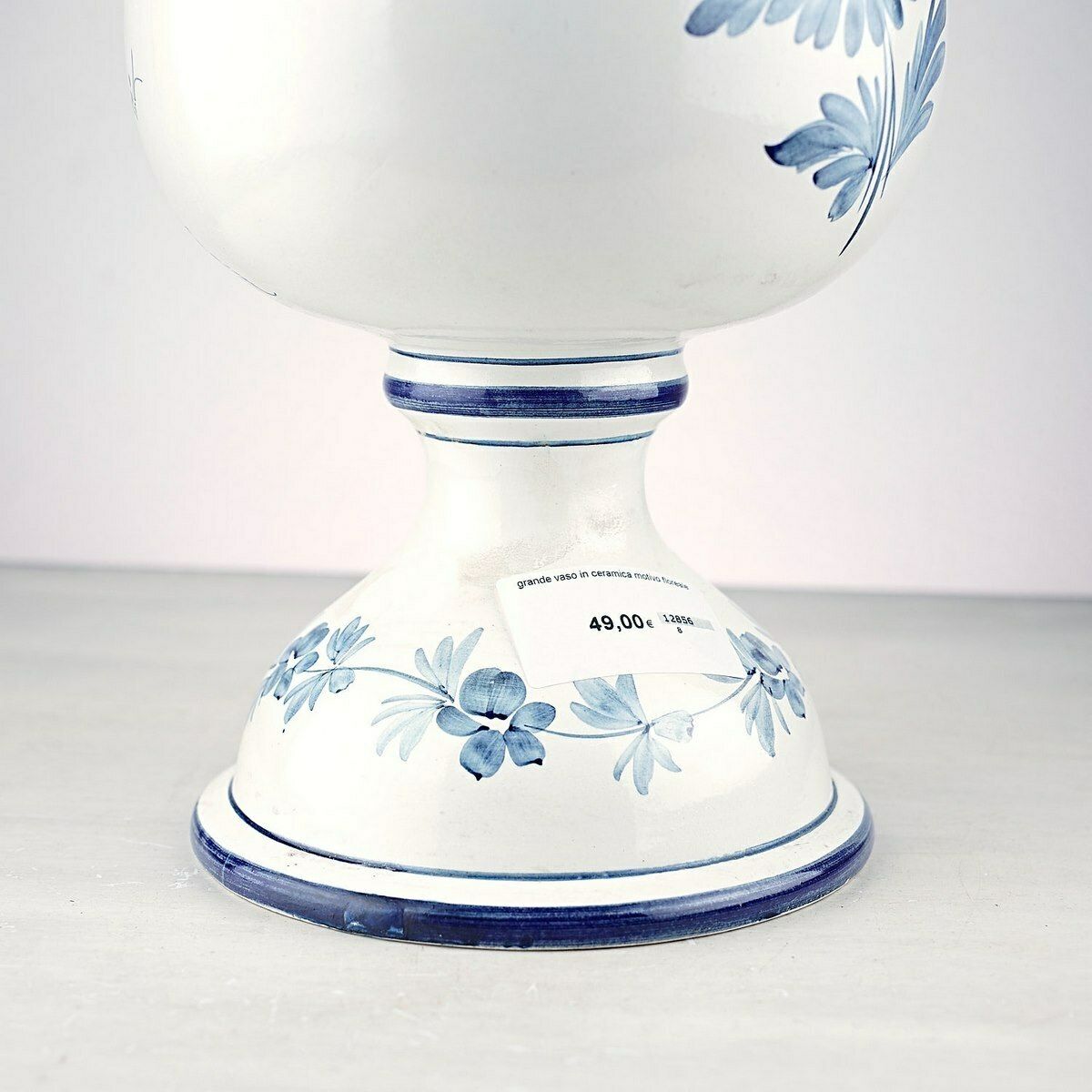 Large Ceramic Vase With Bassano Floral Motif photo for sale