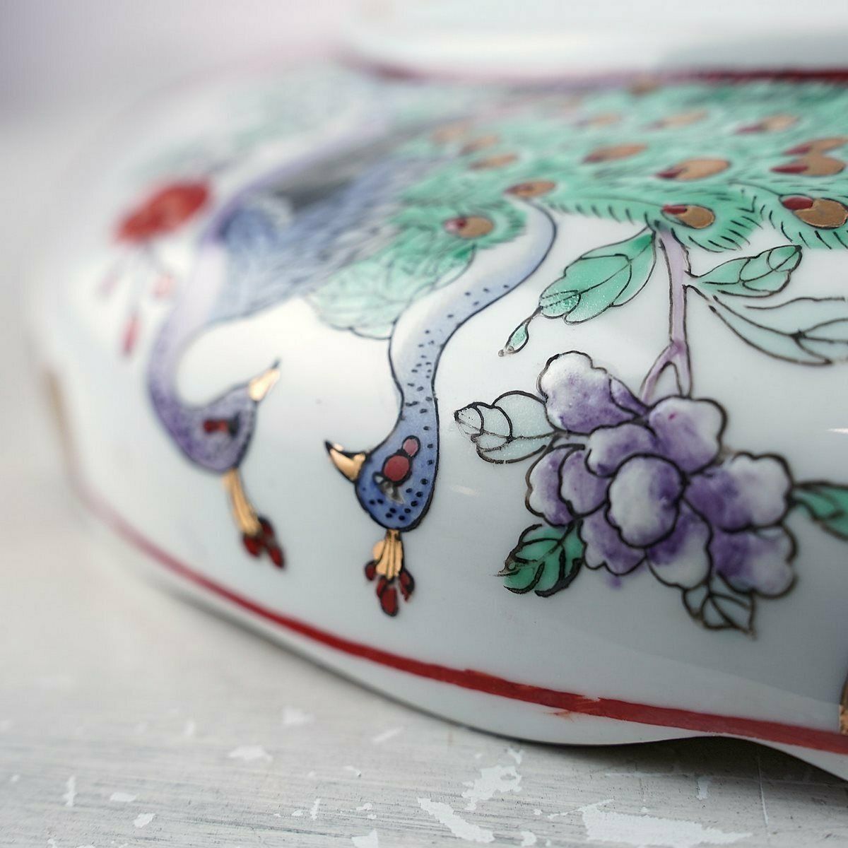 Chinese Table Centerpiece Bowl, Peacock photo 137.0