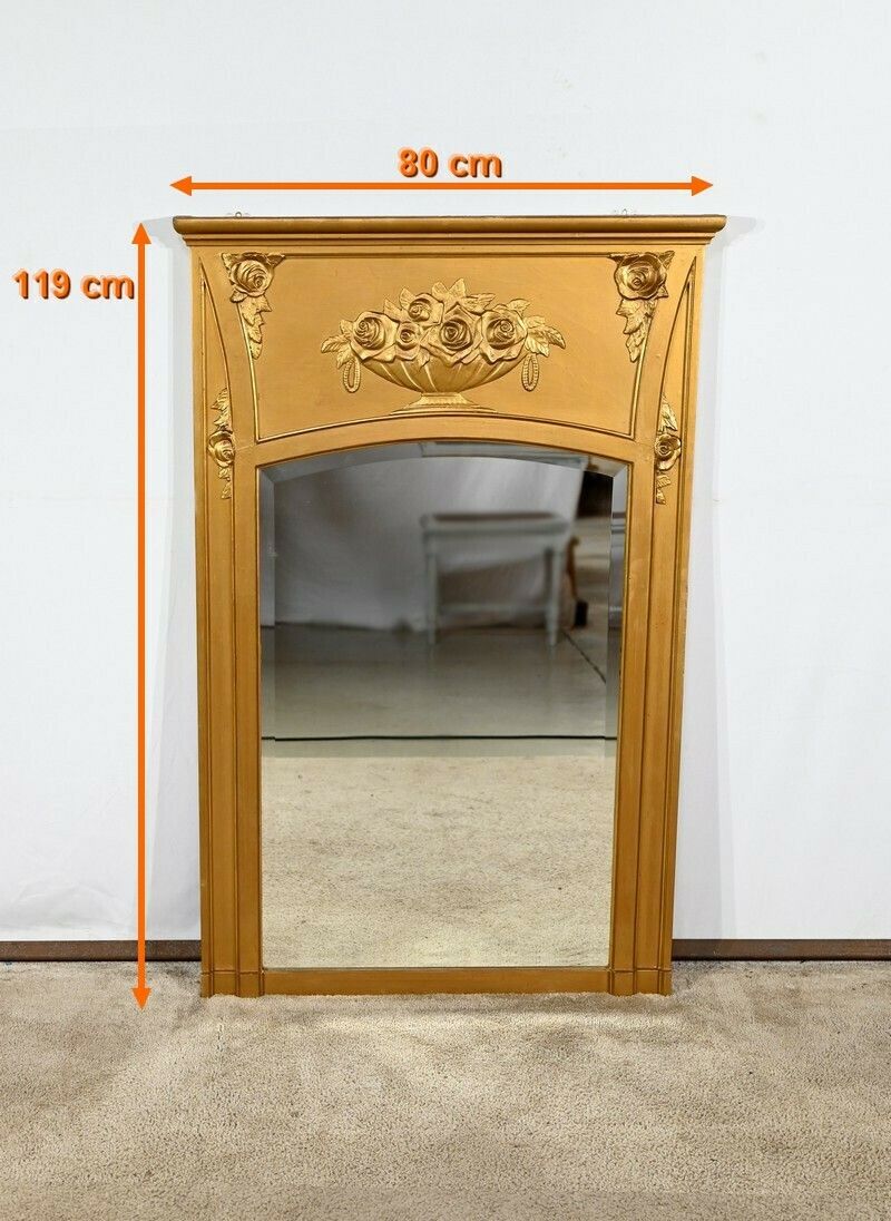 photo vintage Wooden Mirror And Golden Staff, Louis XVI Style – 1930