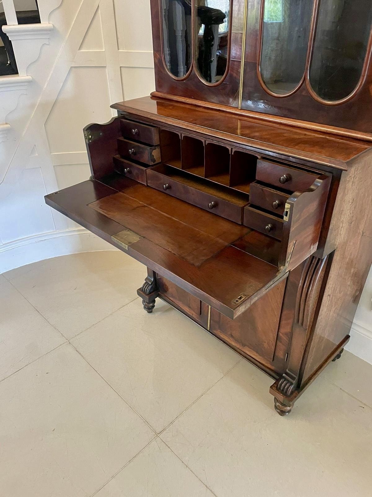 Small Antique Quality Figured Mahogany Secretaire Bookcase photo 3295.0