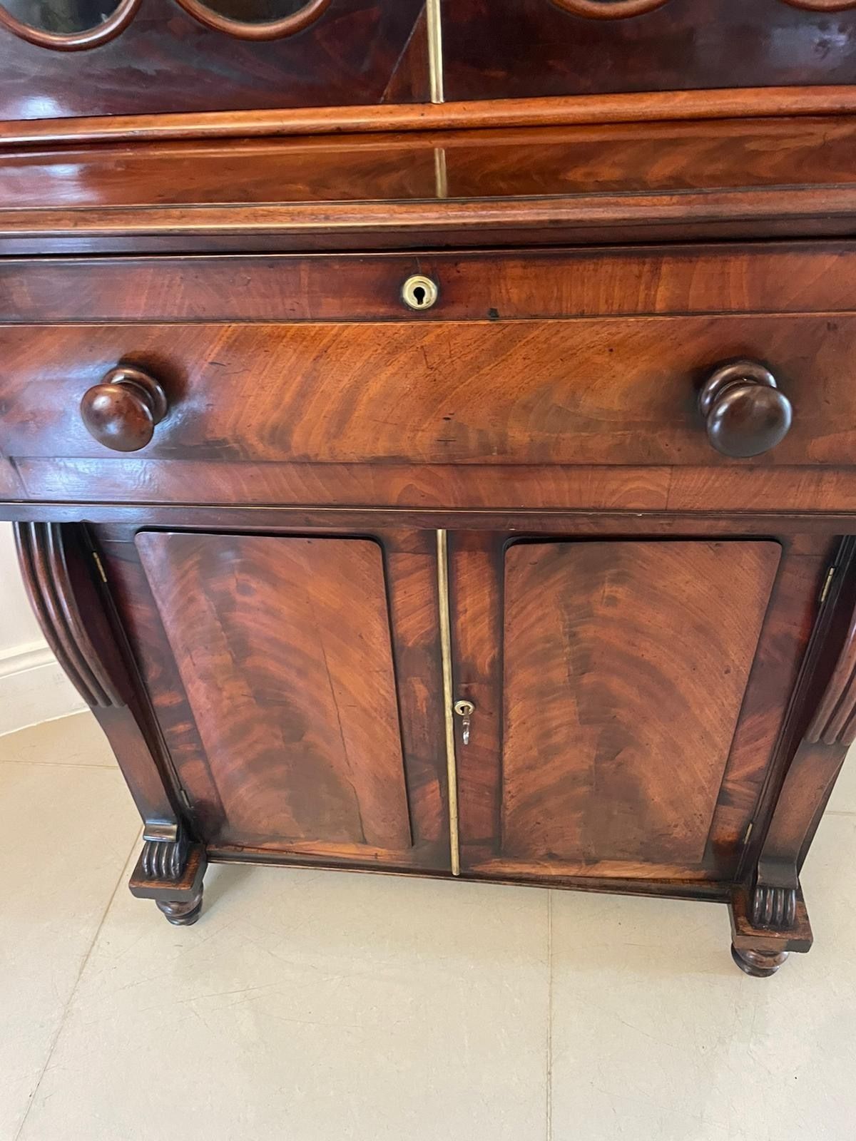 photo furniture Small Antique Quality Figured Mahogany Secretaire Bookcase