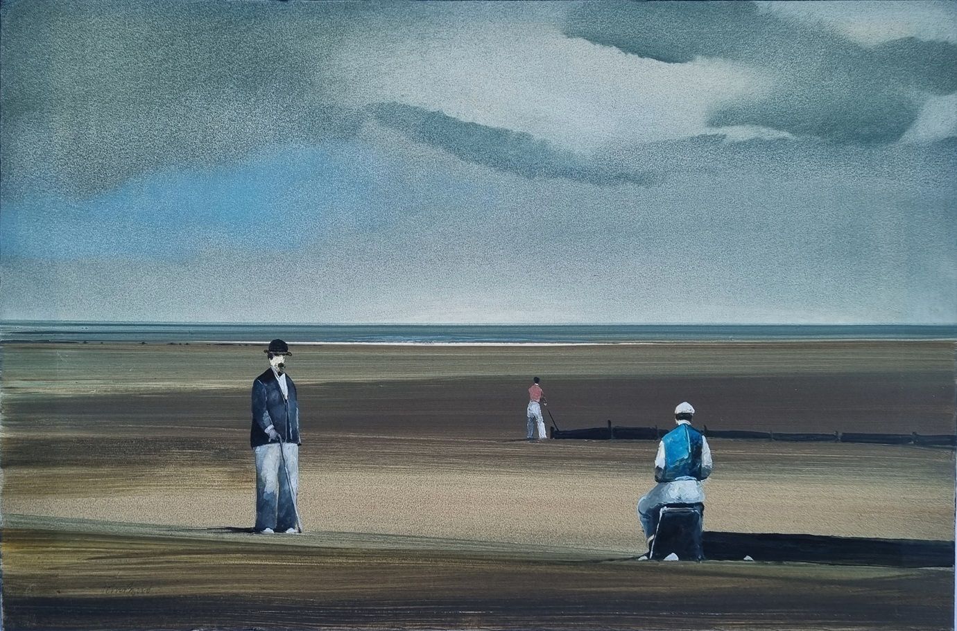 John Bond 'Three Men On A Norfolk Beach' (Framed Oil Painting)