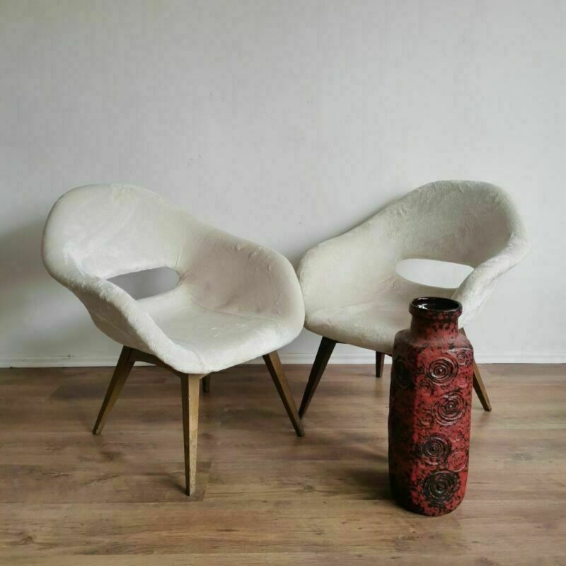 Beautiful Newly Upholstered Designer Mid Century Chairs From Czechoslovakian