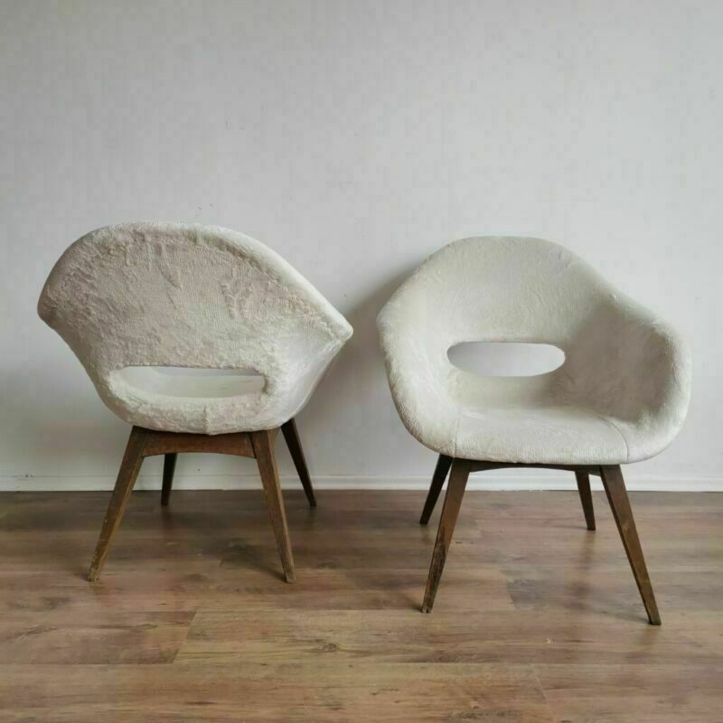 Beautiful Newly Upholstered Designer Mid Century Chairs From Czechoslovakian photo buy