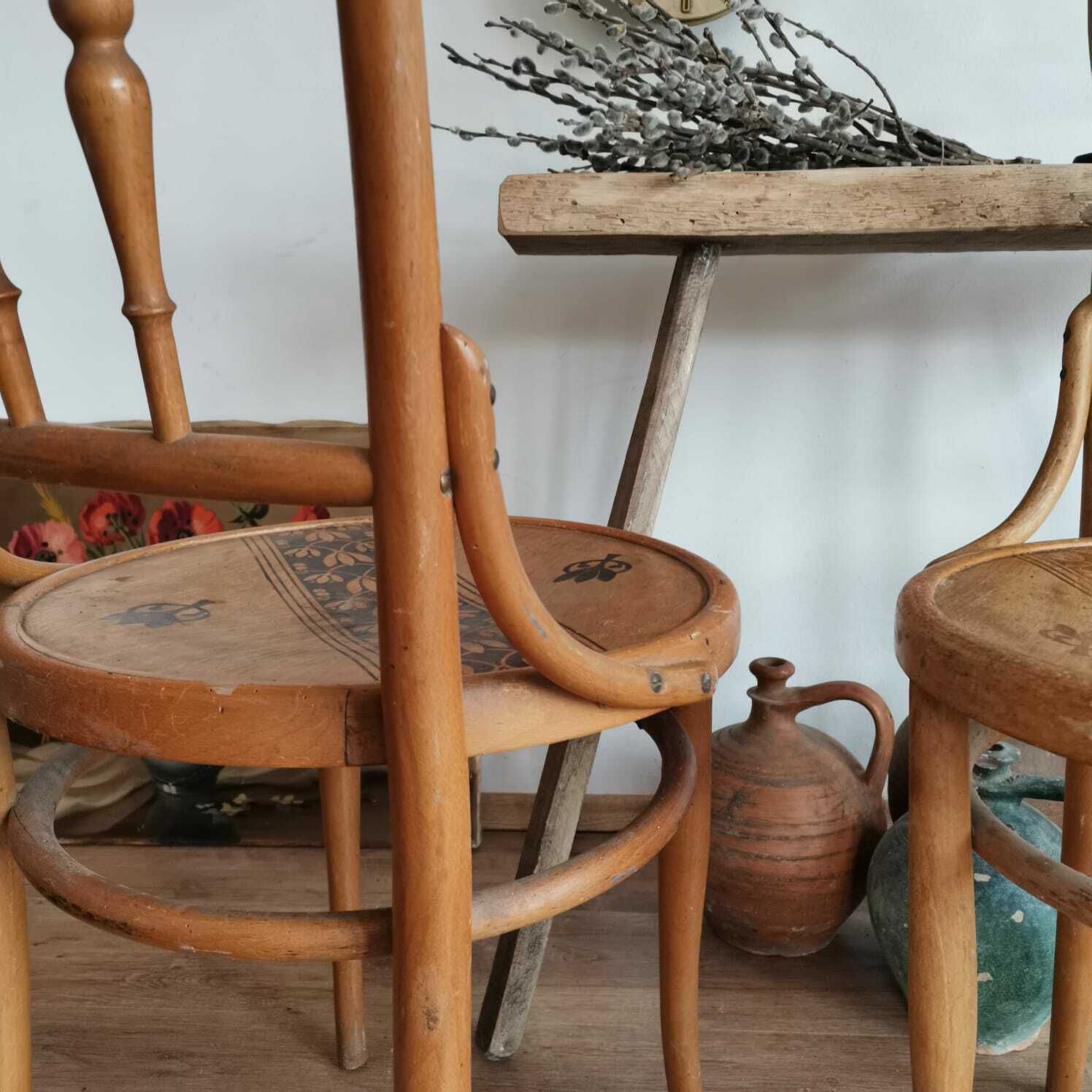 Rare Josip Povischil Bentwood Dining Chairs With Decorative Details, Set Of Two photo for sale