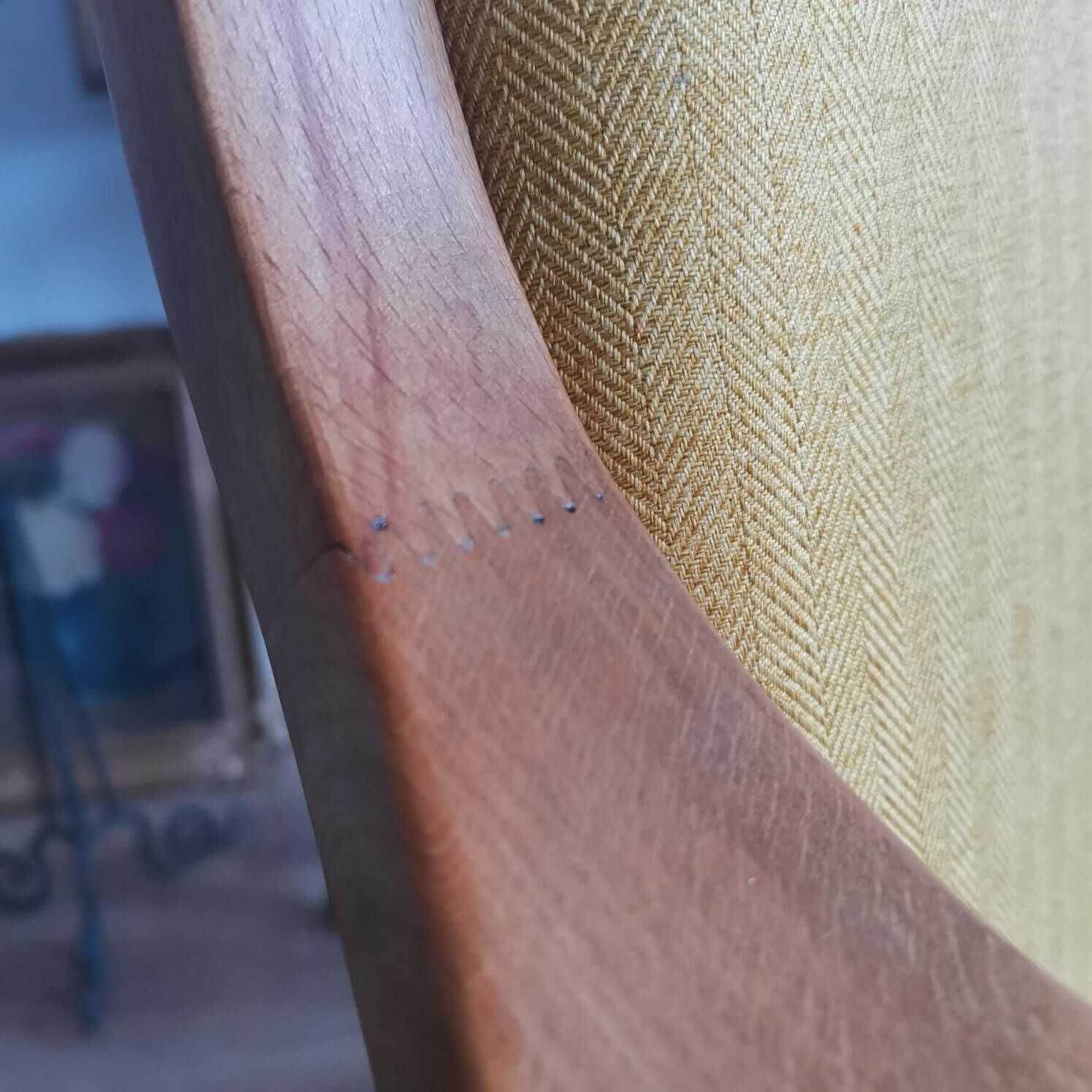 Mid Century Austrian Hand Made Chair From Oak. 1940s photo vinterior