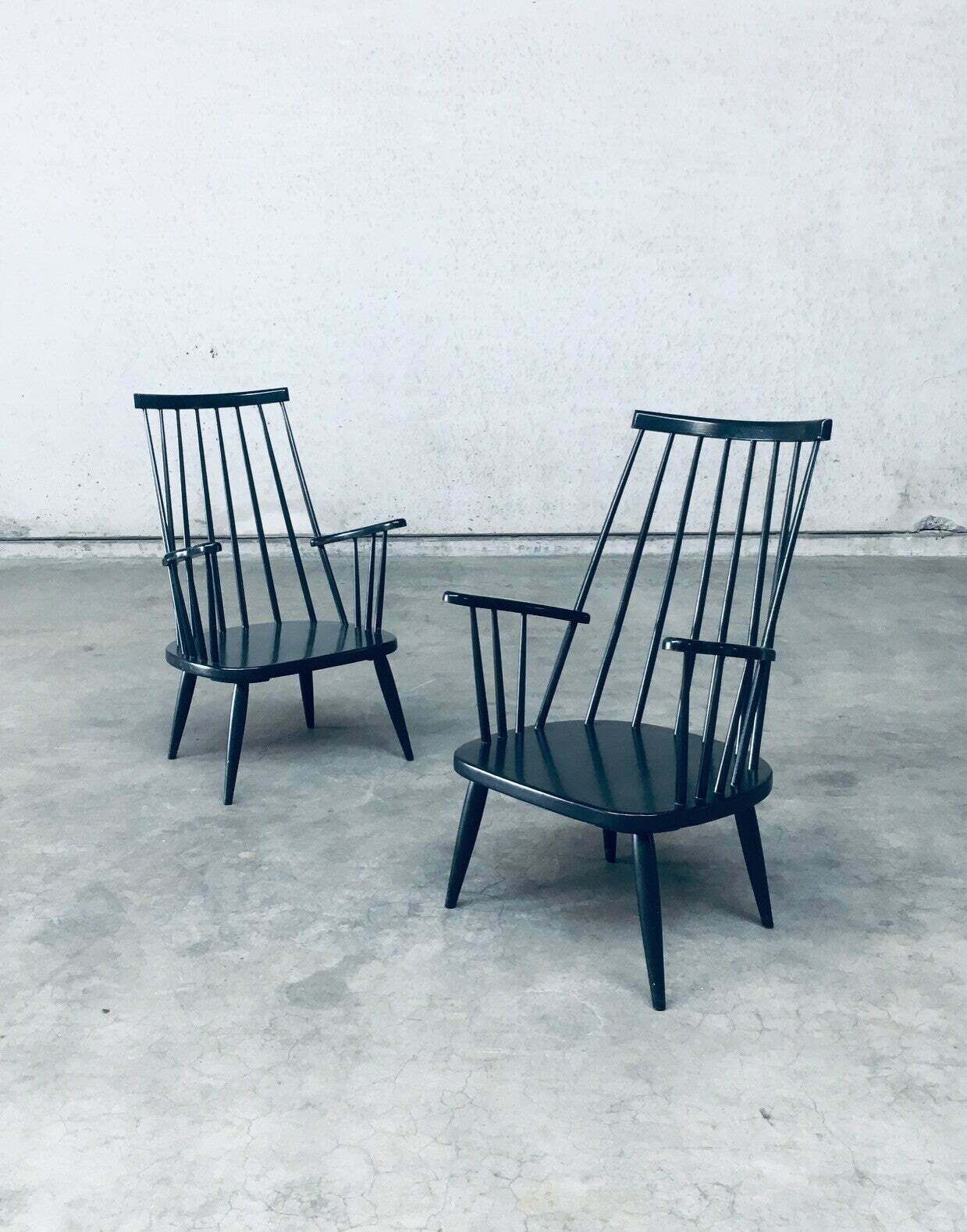 Scandinavian Design Spindle Back Lounge Chair Set, Denmark 1960's photo furniture