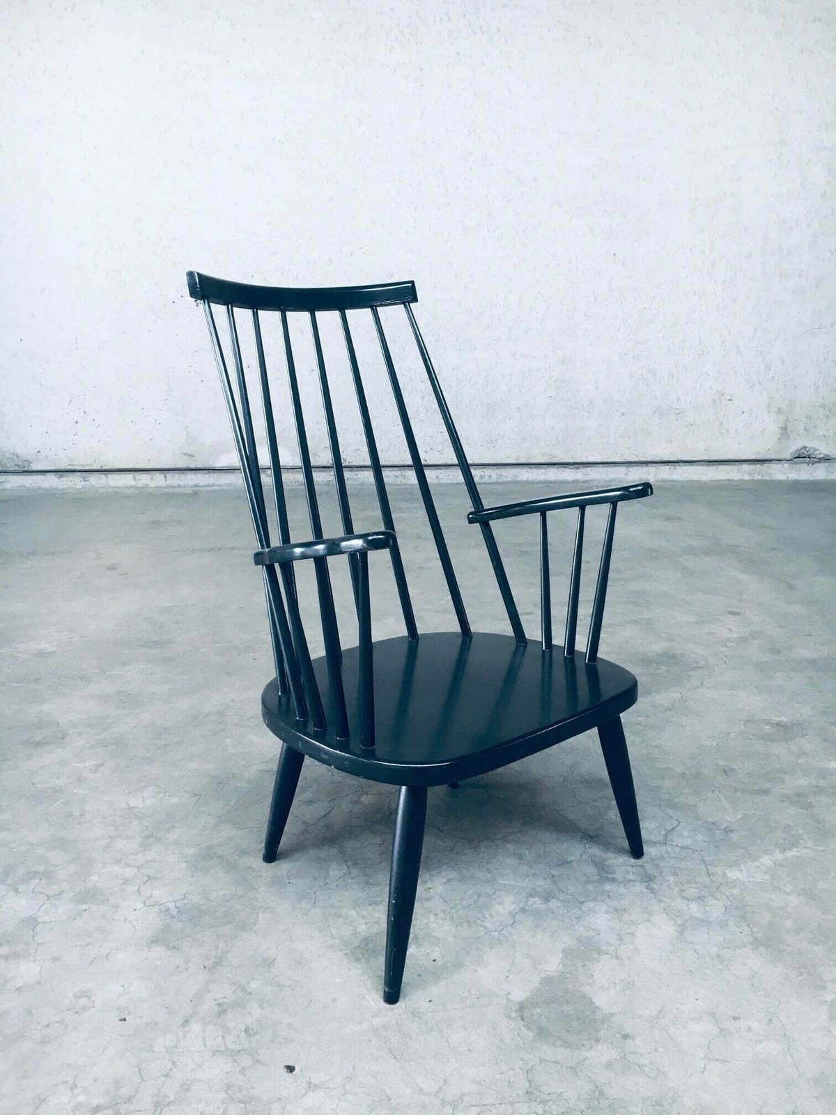 Furniture Scandinavian Design Spindle Back Lounge Chair Set, Denmark 1960's photo