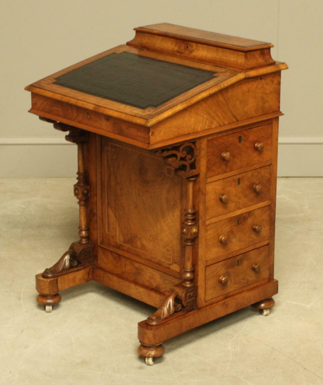 Victorian Inlaid Walnut Davenport