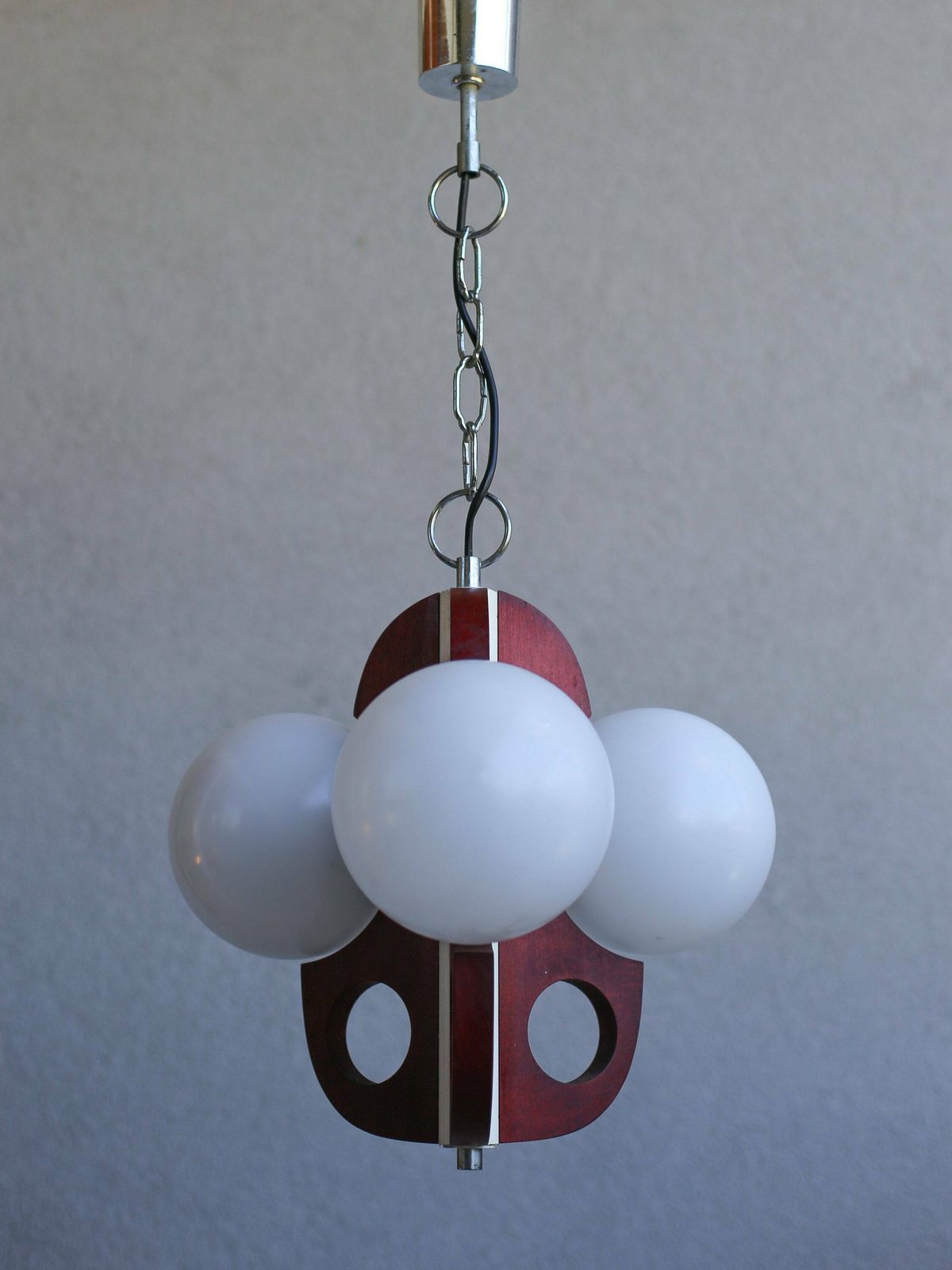 Vintage Brutalist Pendant Light / Large Rustic Chandelier / Mid Century Yugoslavia 70's / Wooden Hanging Lamp / Vintage Sputnik Chandelier