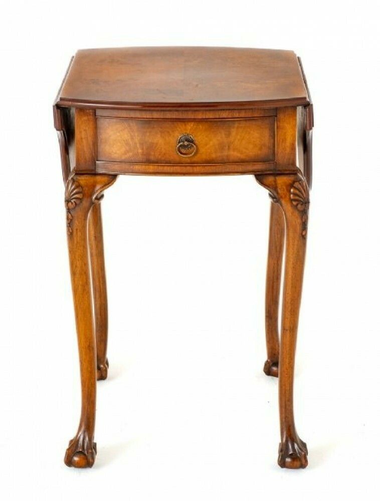 Queen Anne Revival Side Table Occasional Walnut photo Furniture
