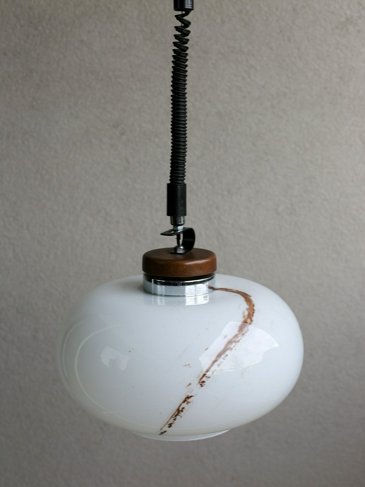 Vintage Glass Pendant Lamp Made In Yugoslavia / Mid Century Modern Pendant Lamp / Adjustable Ceiling Hanging Light / Mid Century Lighting photo 128.0